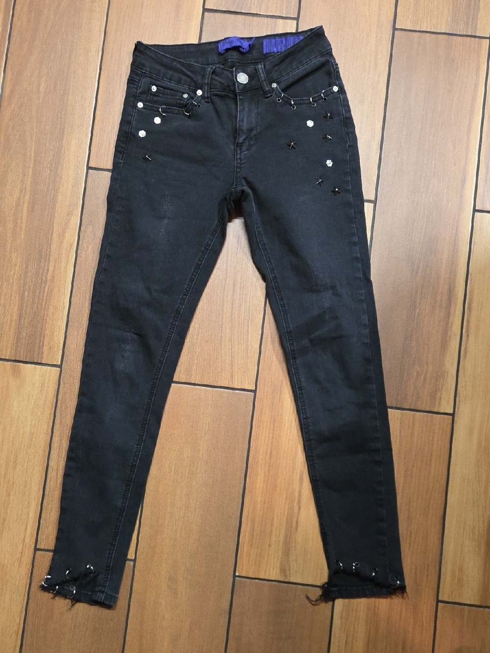 Indigo Rein Black Skinny Jeans with Stud & Star Embellishments